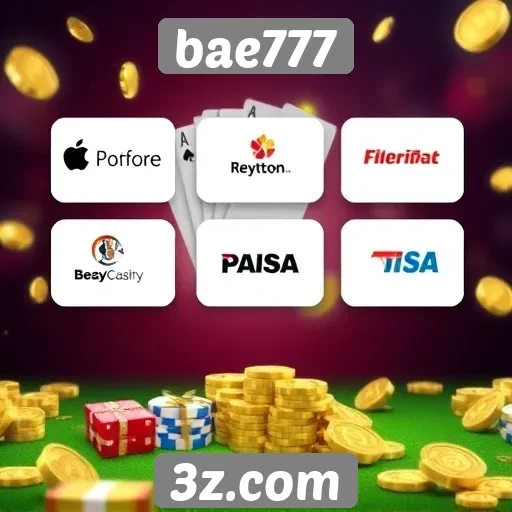 Opções de pagamento disponíveis no bae777